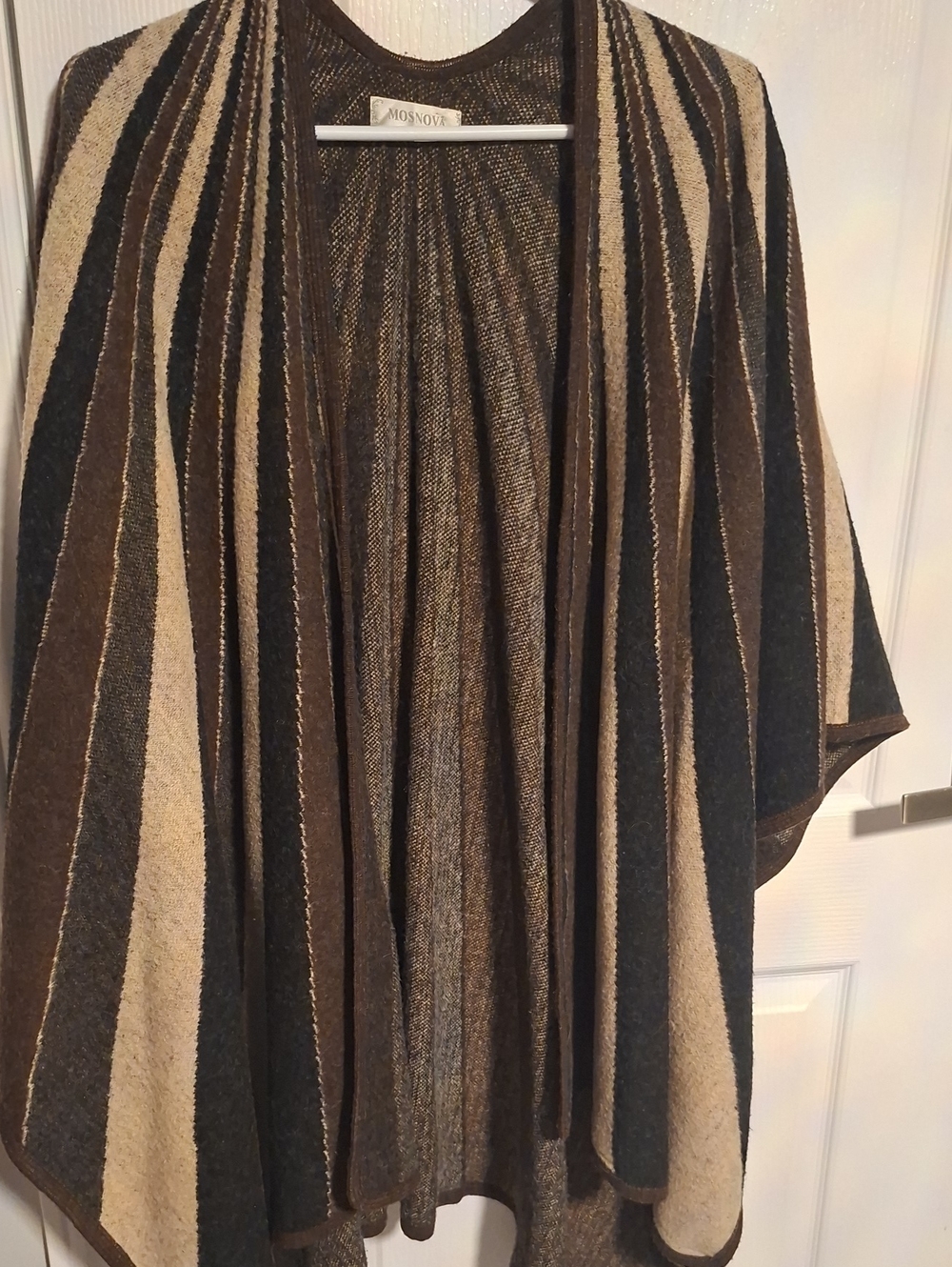 Brown & Cream Striped Women's Ruana